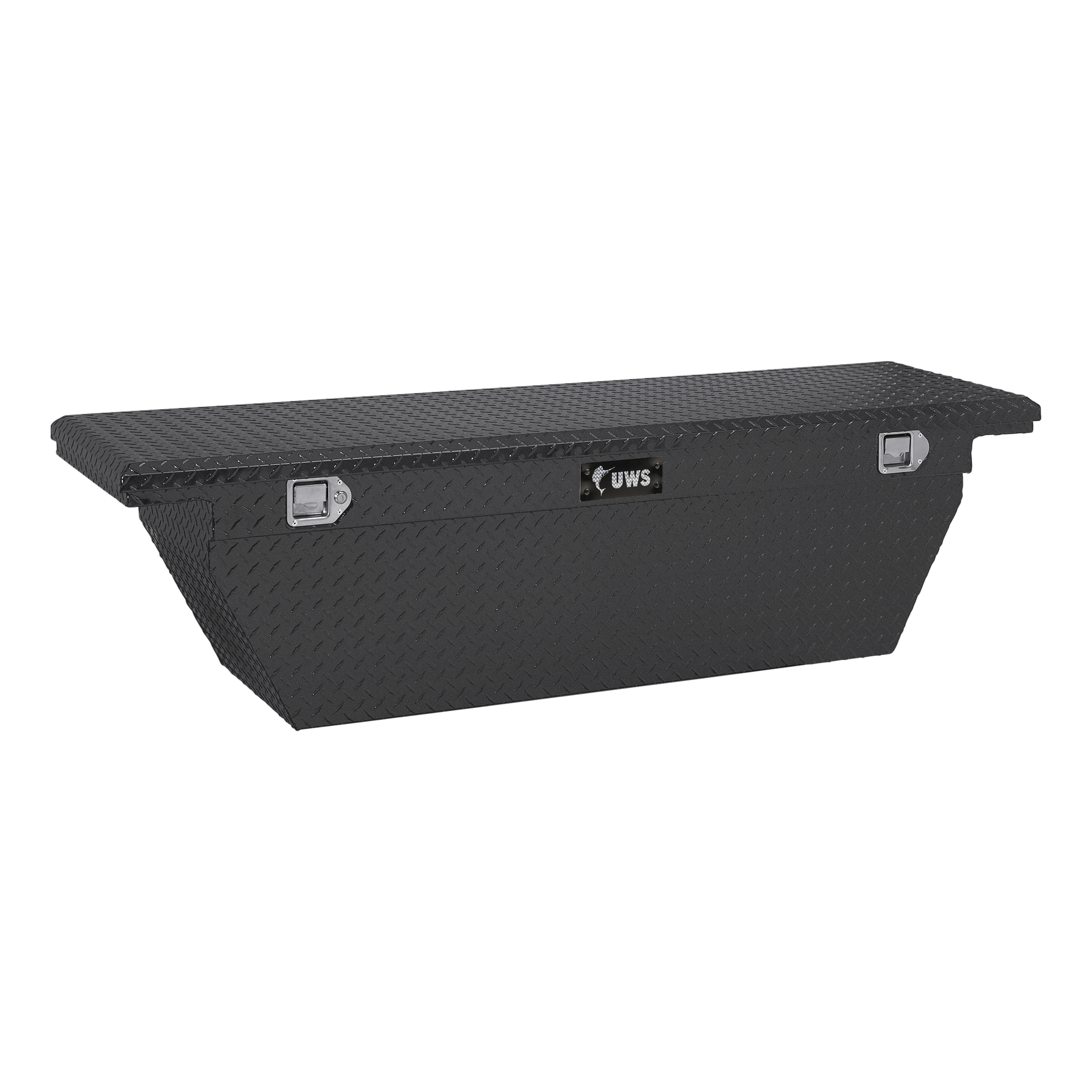 UWS, 69in. Angled Crossover Truck Tool Box, Width 69.875 in, Material Aluminum, Color Finish Matte Black, Model# EC10783